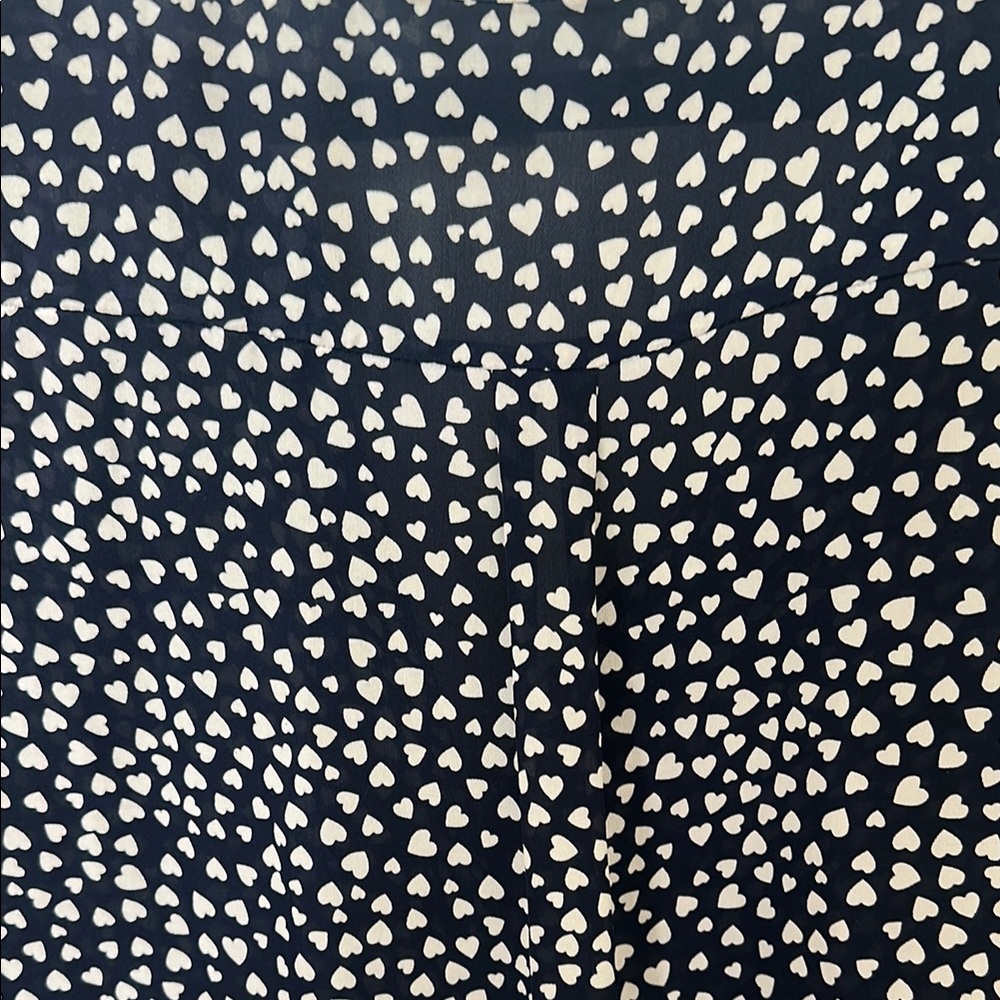 Joie Navy and White Heart Silk Blouse - Picture 8 of 9